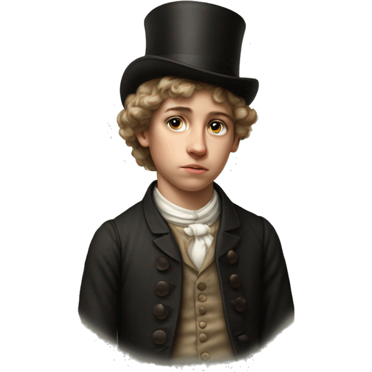 19th century teenager without a hat photorealistic serious emoji