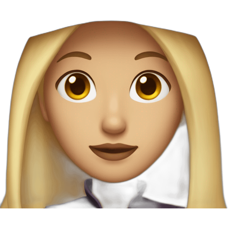 blonde with brown eyes, with a witch hat on her head emoji