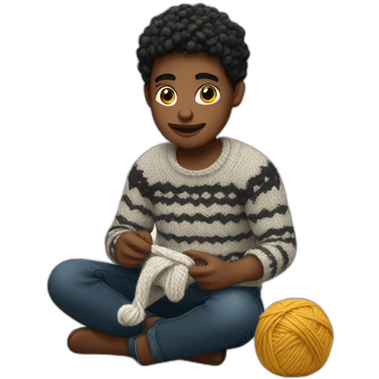 White Black boy knitting emoji