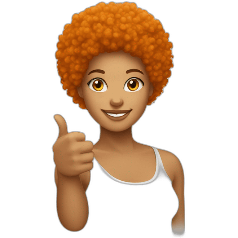 Light skin girl afro orange with thumb up emoji