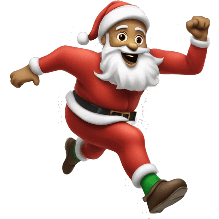 santa sprinting, with a large stride and arms outstretched emoji