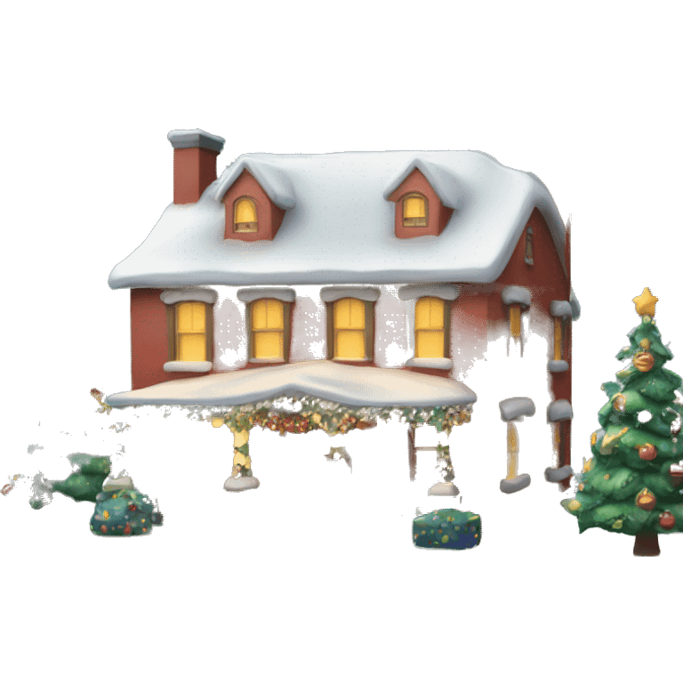 A house with Christmas decor with the number 1827  emoji