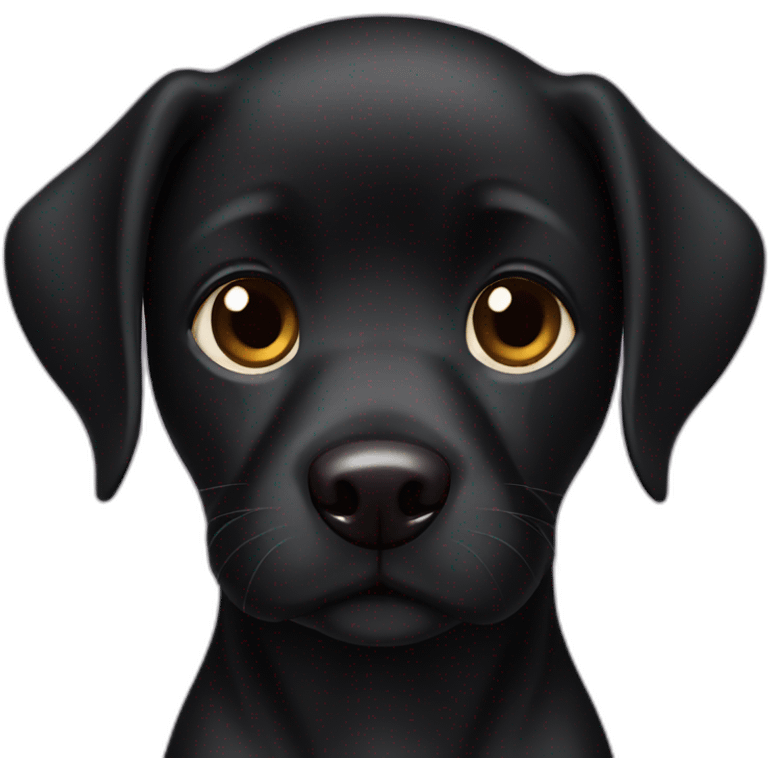 Cute black dog with brown eyes  emoji