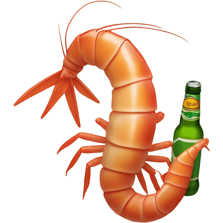 Shrimp drinking beer emoji