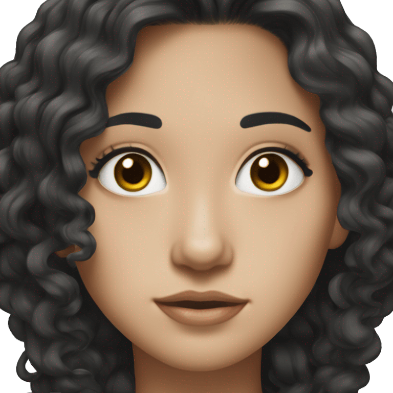 Beautiful woman,Black hair,wavy hair，long hair,White skin,oval face,big eyes,Blackeyes,Chinese emoji