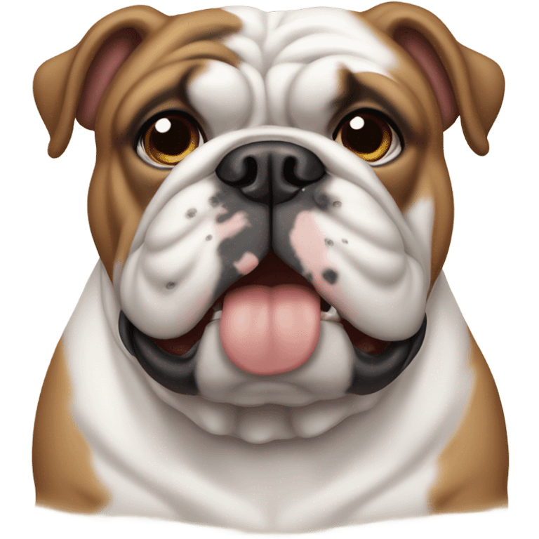 english bulldog with white hair and brown ears emoji