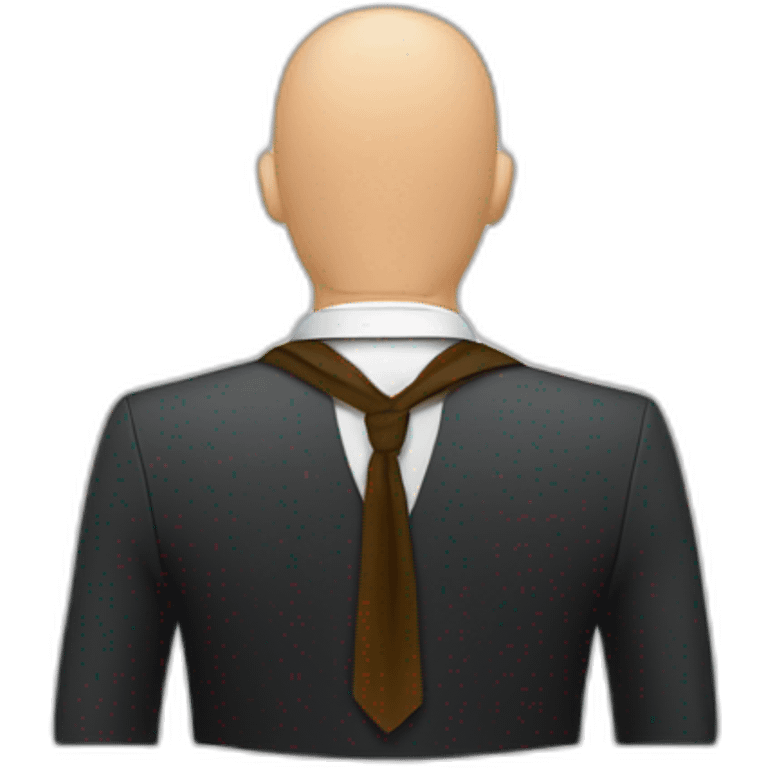 White head shaved man with a scarf on the back of the head wearing a beard view from back. Wearing a Suit emoji