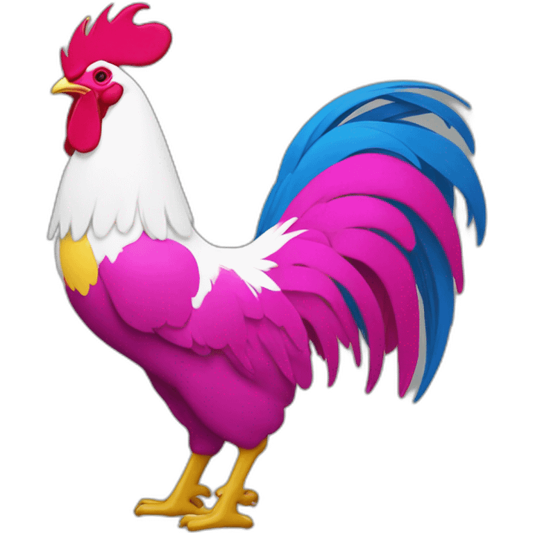 Fuchsia and yellow white blue rooster  emoji