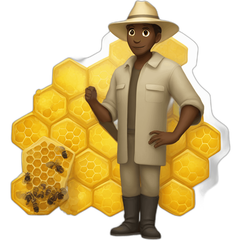 Tall black man beekeeper with honeycomb full body emoji