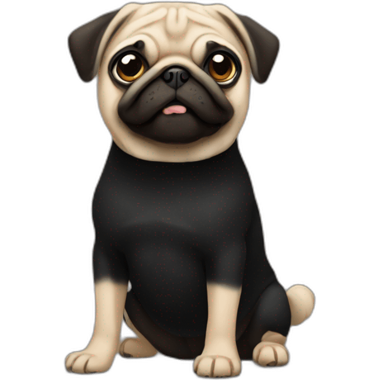 pug wearing a black t-shirt emoji