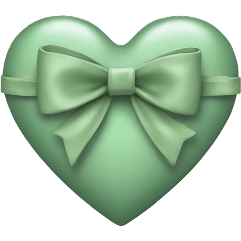 sage green heart with a bow on it  emoji