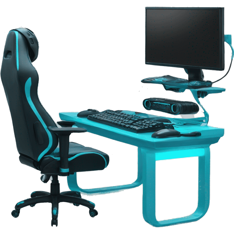 Cyan gaming setup  emoji