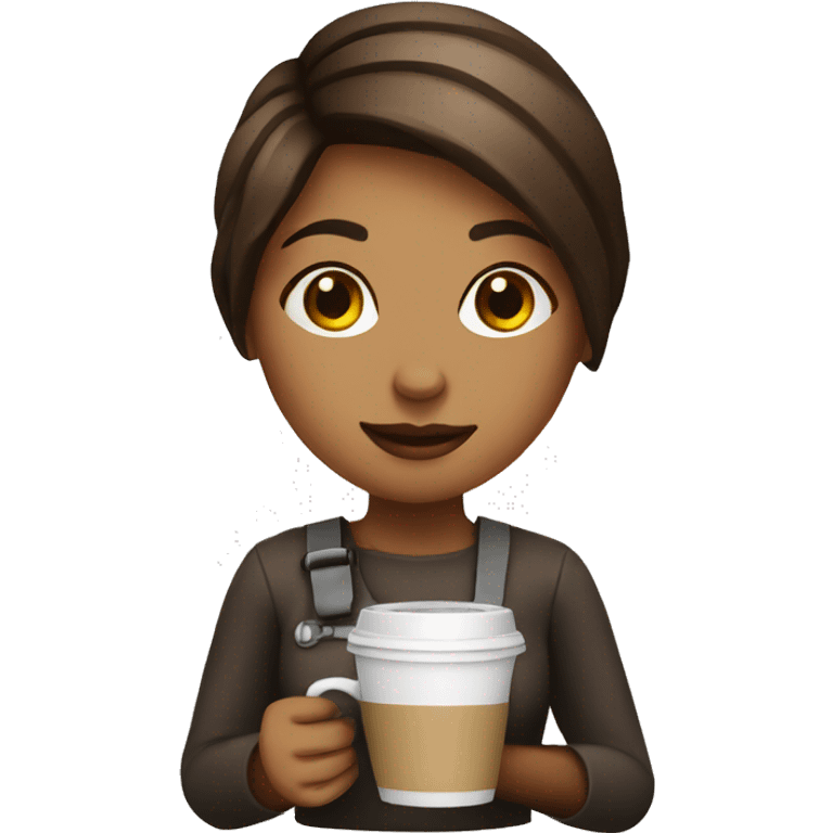 girl barista with coffee emoji