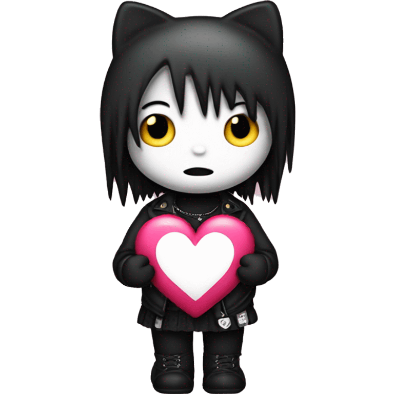 Emo Hello kitty holding up a heart emoji