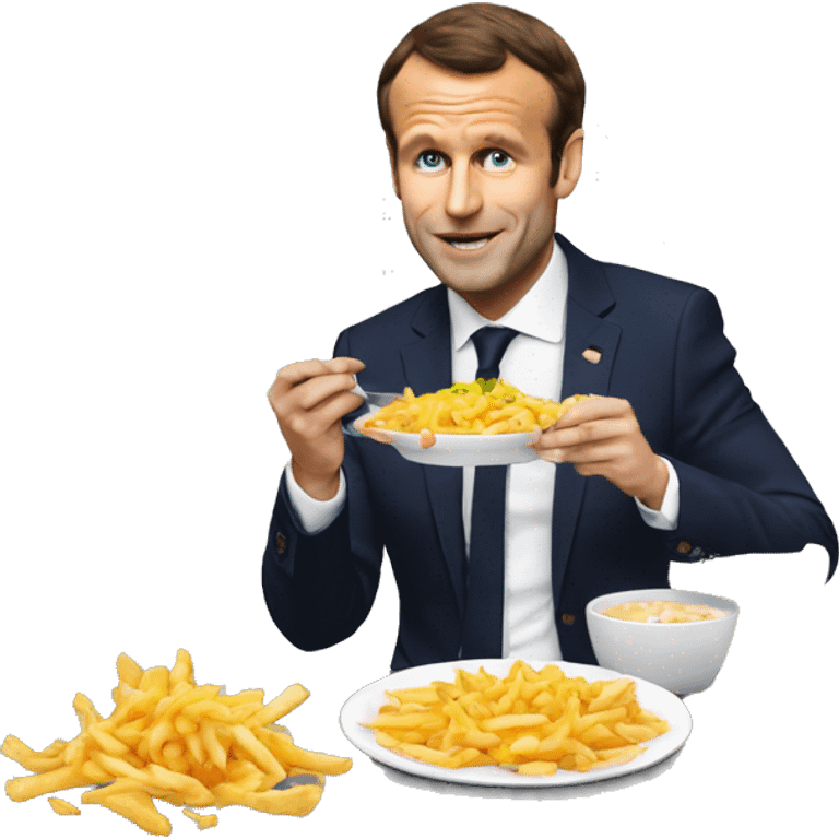 Macron qui mange une poutine emoji