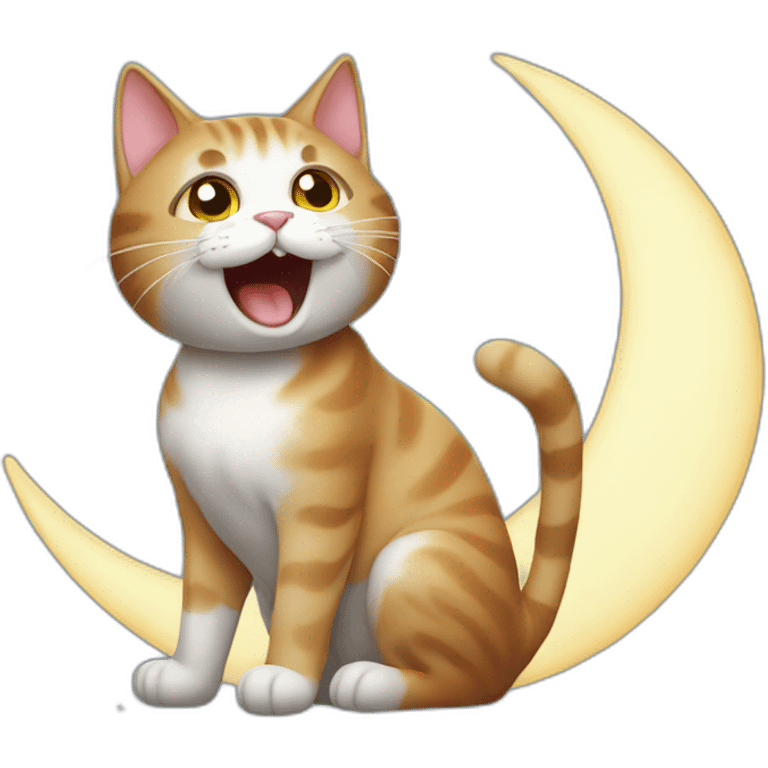 Cat meowing at the moon emoji