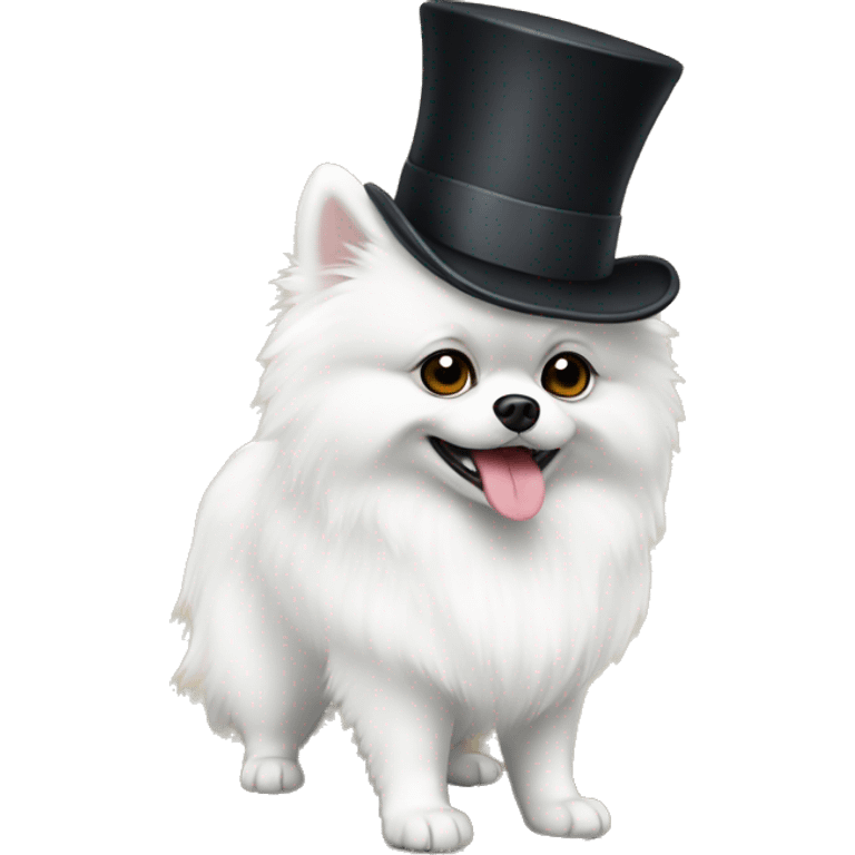 white pomeranian with tophat emoji