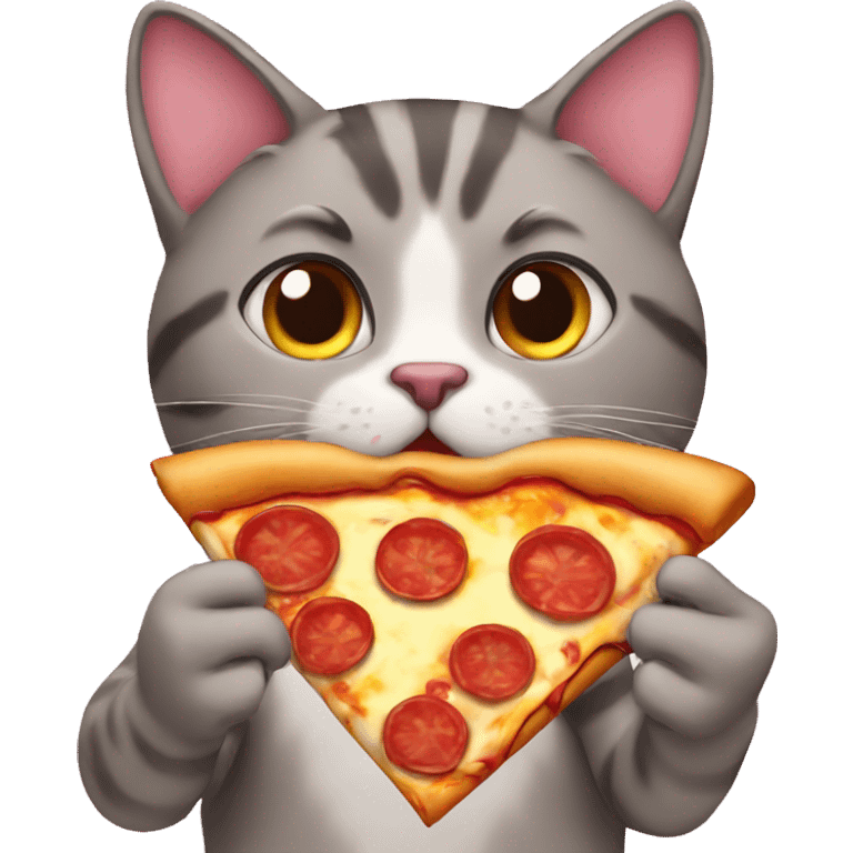 Cat eating pizza emoji