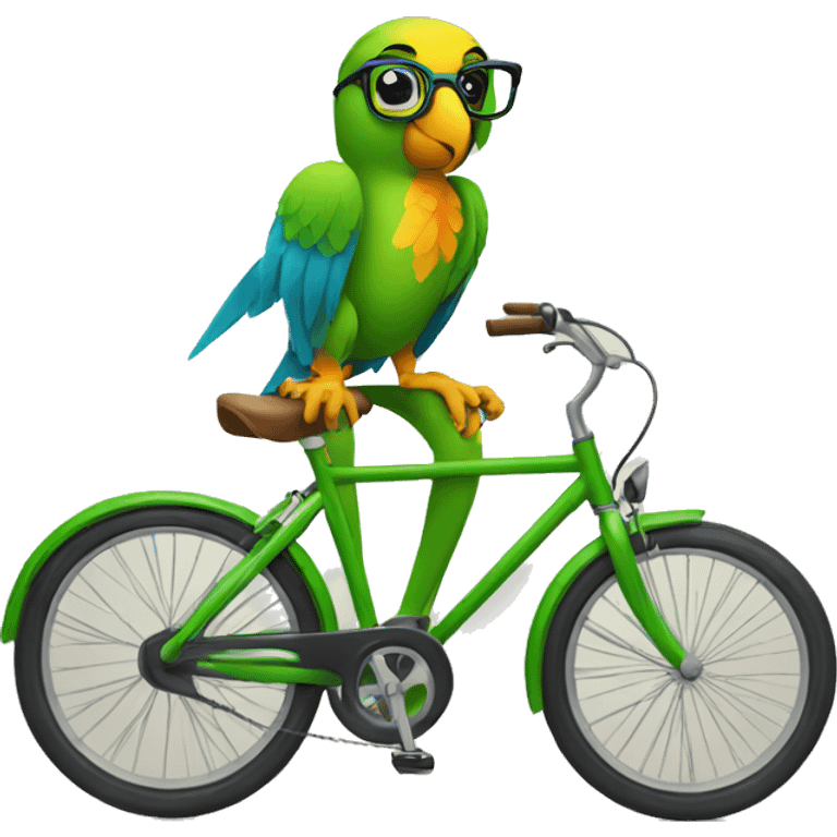 parrot with glasses on bike emoji