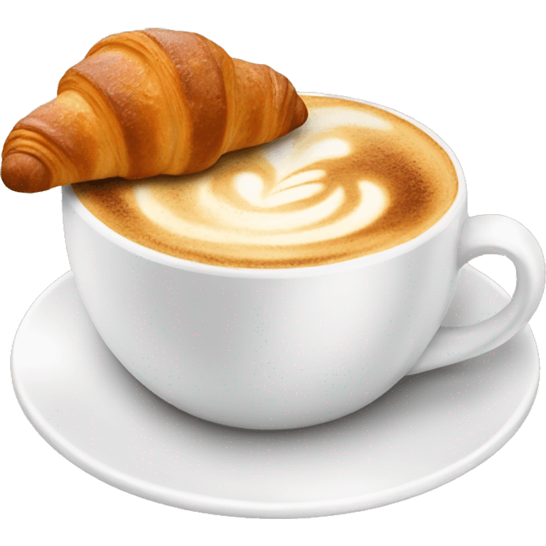 Cup of cappuccino with croissant emoji