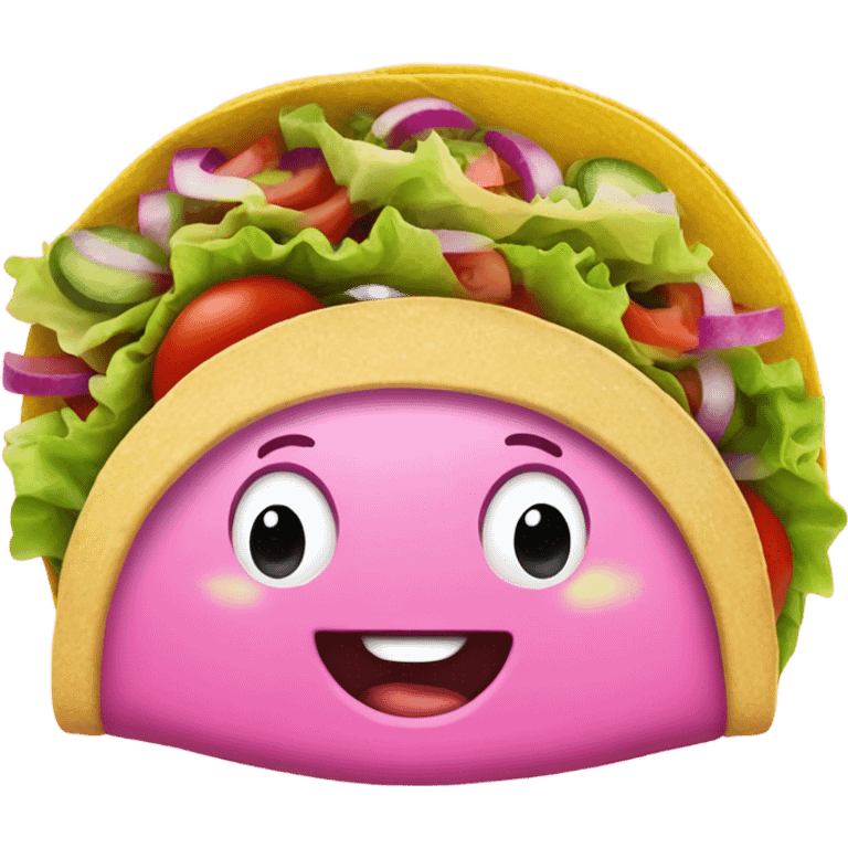 A taco wrapped in pink  emoji