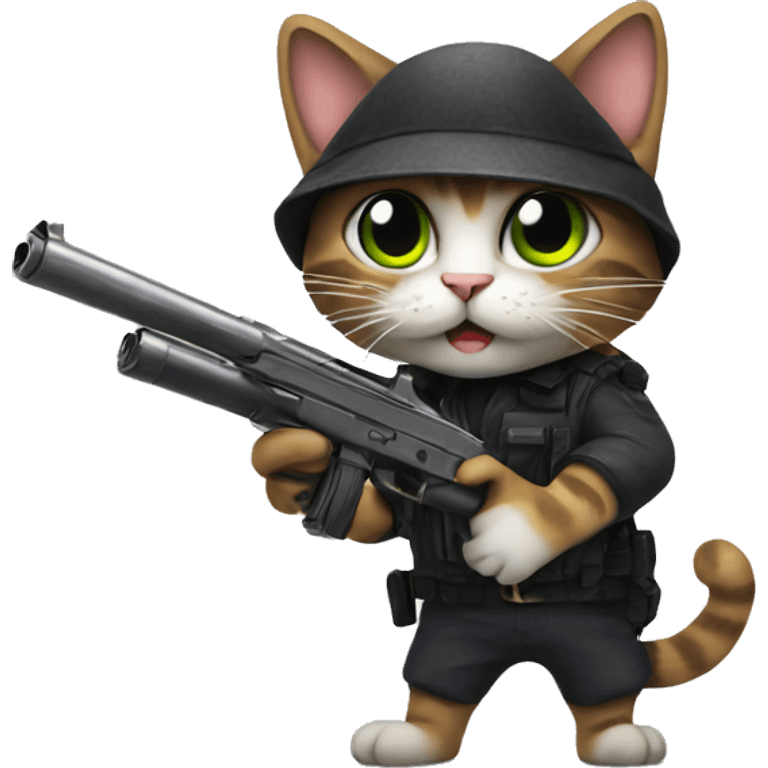 cat holding a gun emoji