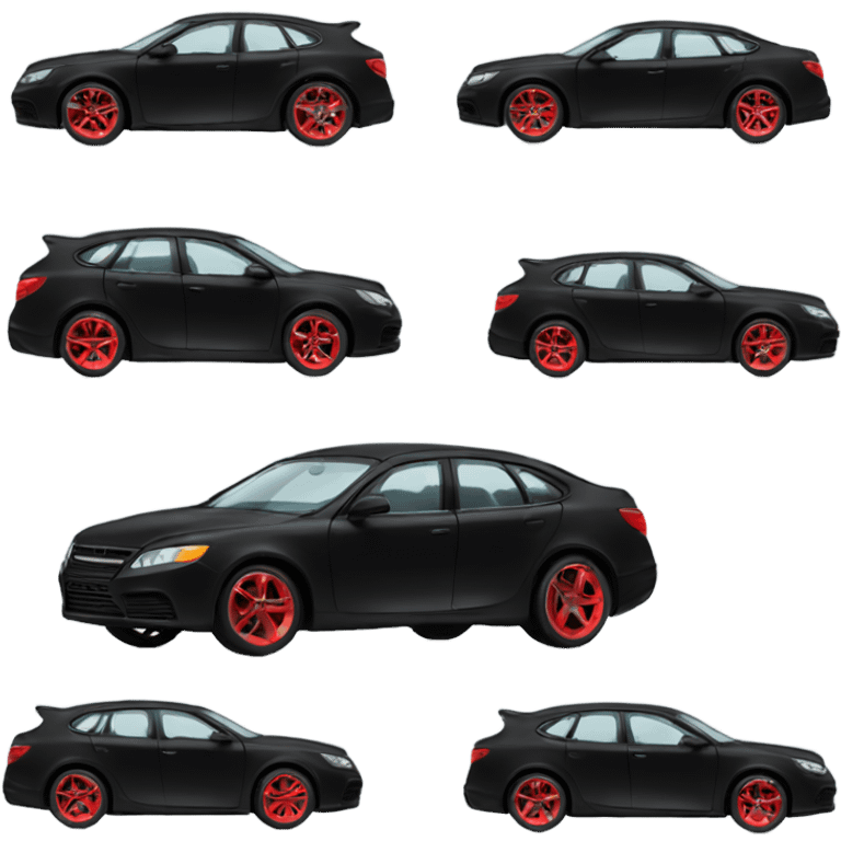 Black car with red wheels emoji