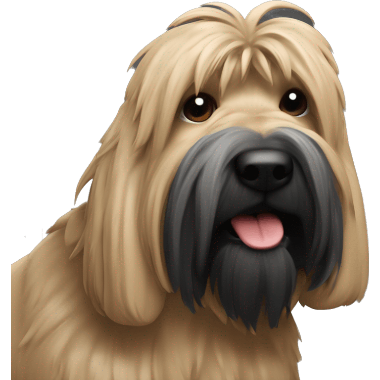 Briard couleur : noir avec un texte rouge en arc de cercle écrit "WAF WAF" police d'écriture : Verdana Bold emoji