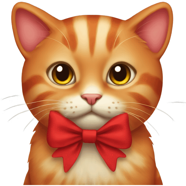 Red cat with red bow  emoji