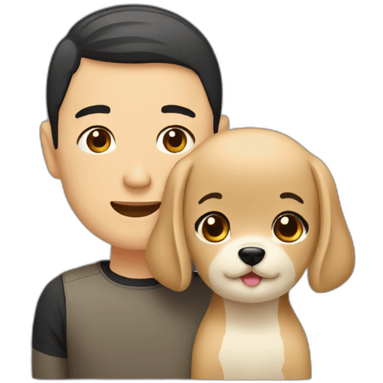 asian couple with labrador emoji