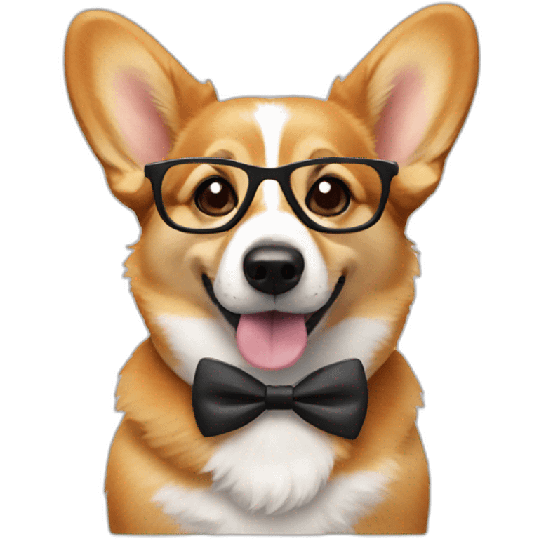 Corgi with glasses and a bowtie emoji