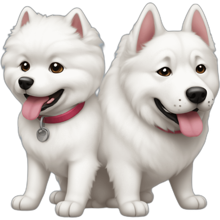 samoyed and french buldog playing emoji