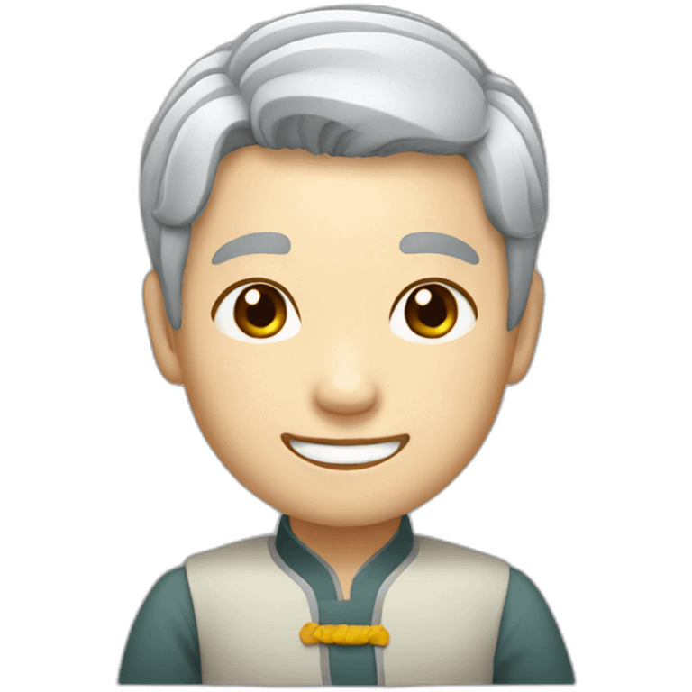 Grey hair Chinese wear glass is very happy emoji