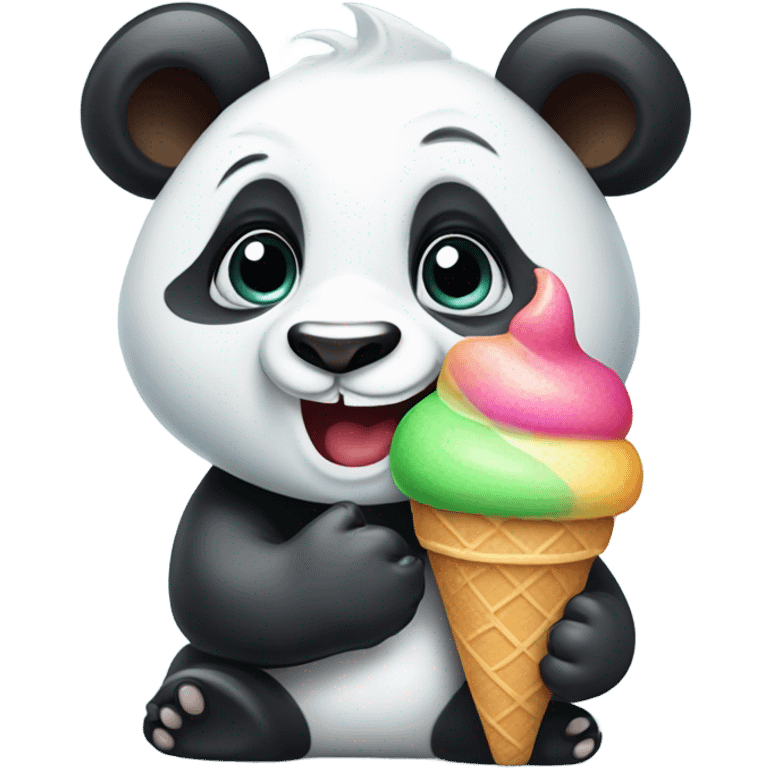 Panda eating ice cream emoji