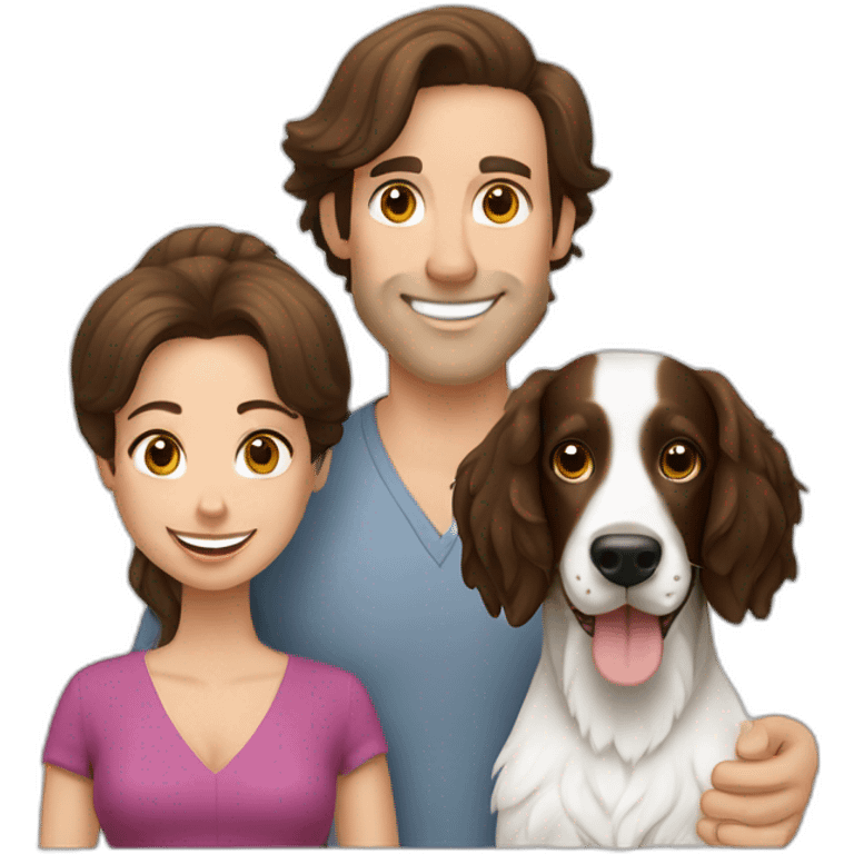 Springer spaniel with man and woman emoji