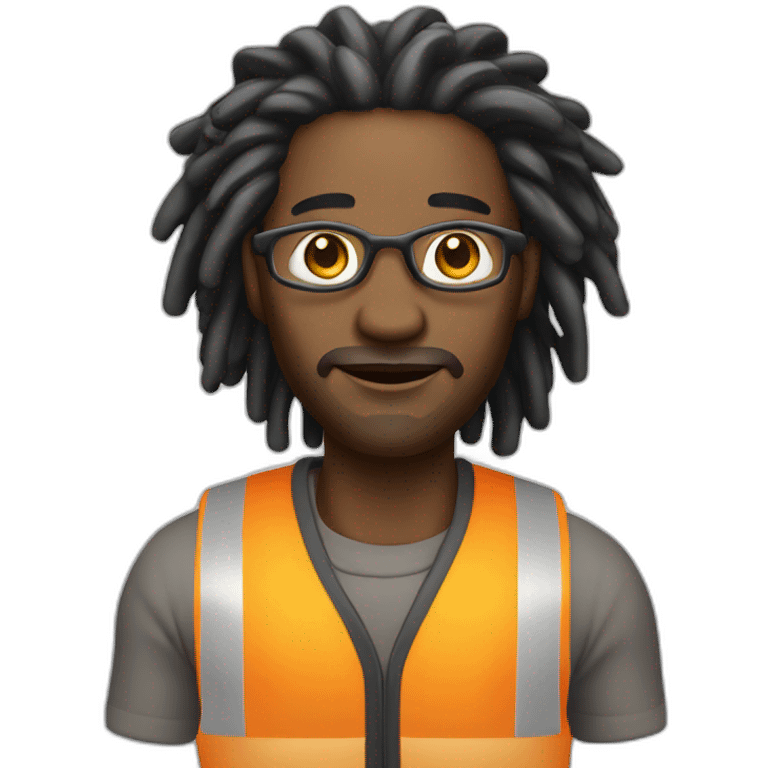 A black man with dreadlocks, around 50 years old, wearing construction attire  emoji