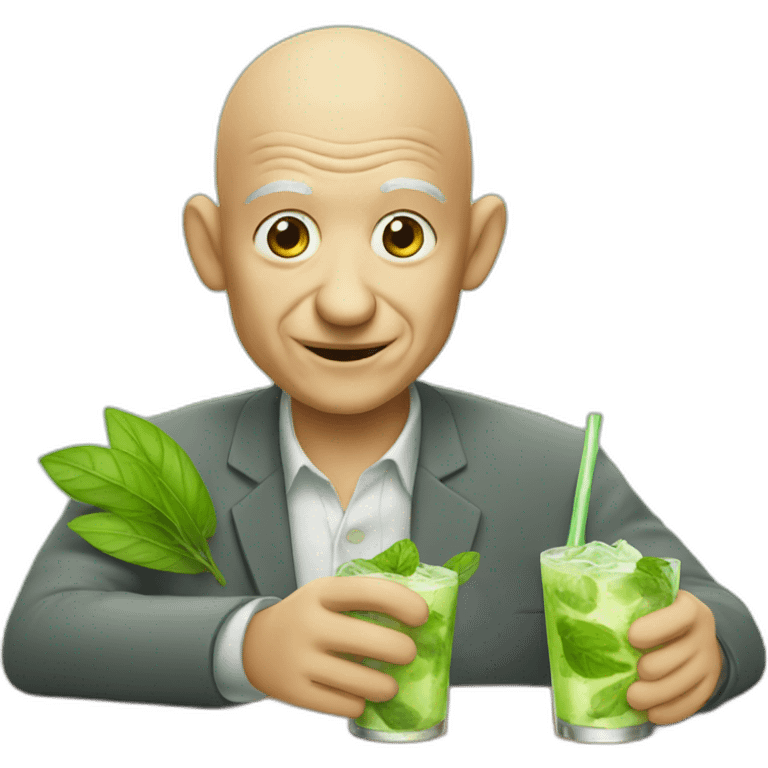 Old Bald Man with mojito emoji