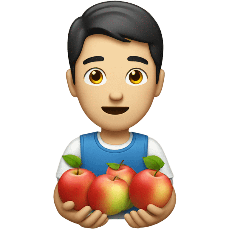 Chinese guy with 3 apples emoji