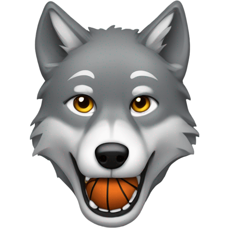 Grey wolf with basketball  emoji