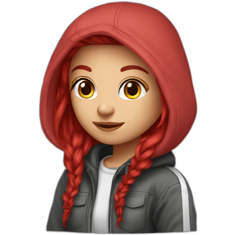 scarlet hair gamer girl wearing hoodie emoji