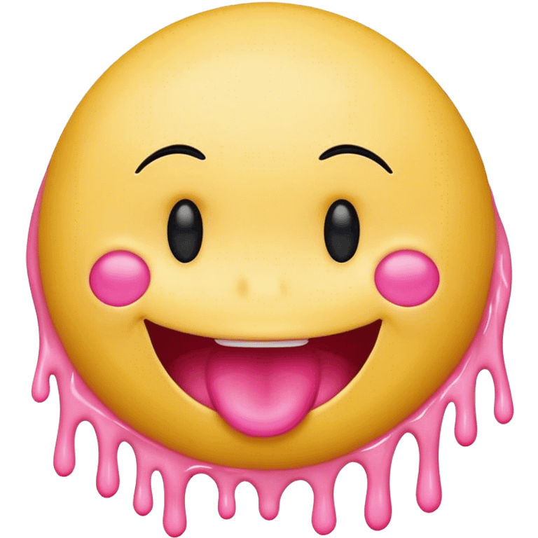 smiley yellow face with pink goo coming out of the side of its head emoji