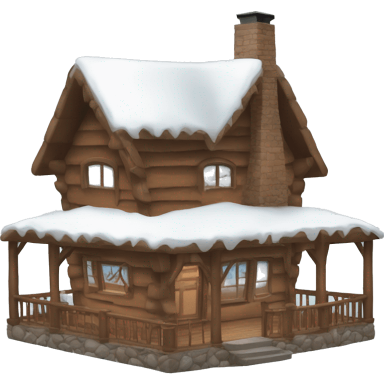 cozy lodge with snow emoji