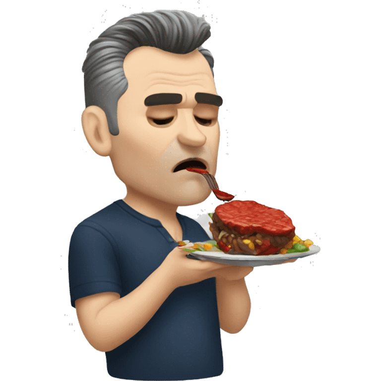 Morrissey eating bbq emoji