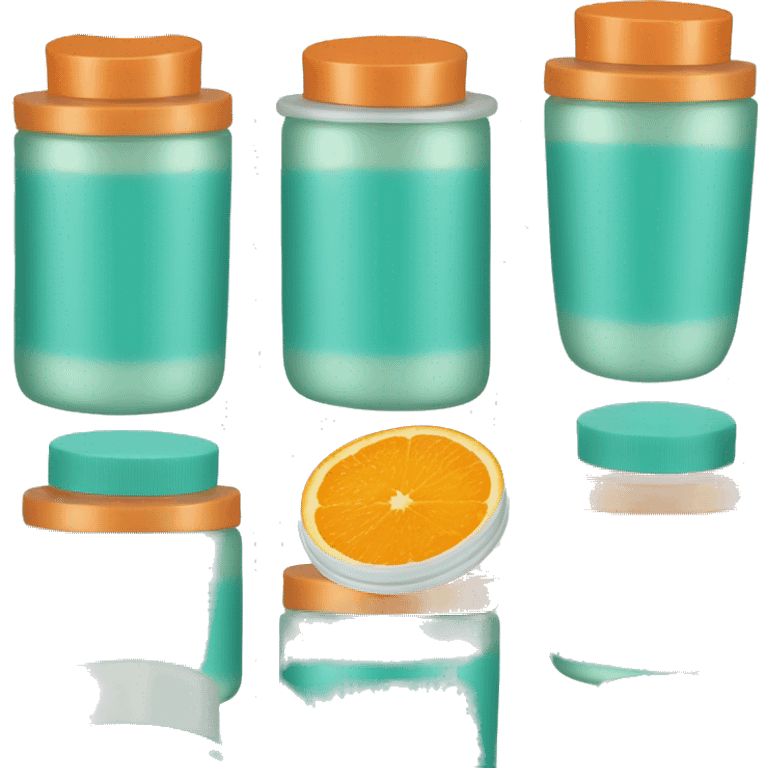 teal jar of skincare with orange cap emoji