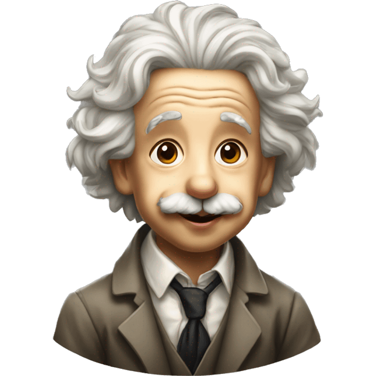 young albert einstein with tongue out emoji