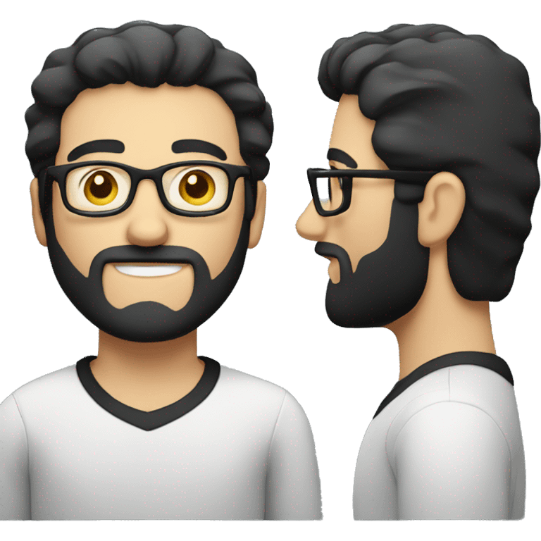 Tall white man with black hair a short beard wearing glasses emoji