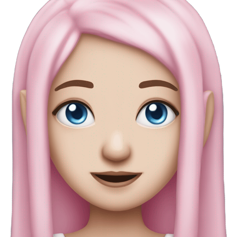 Cute pink pale vampire teeth vampire princess elf ears blue eyes pink hair emoji