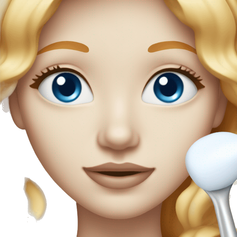 white ginger beauty with blue eyes applying cream on face emoji