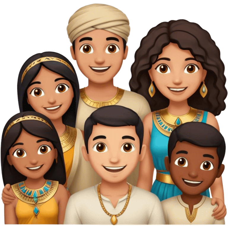 5 best friends, 1 Egyptian man, 1 indian girl 1 persian girl 1 moroccan boy 1 black boy emoji