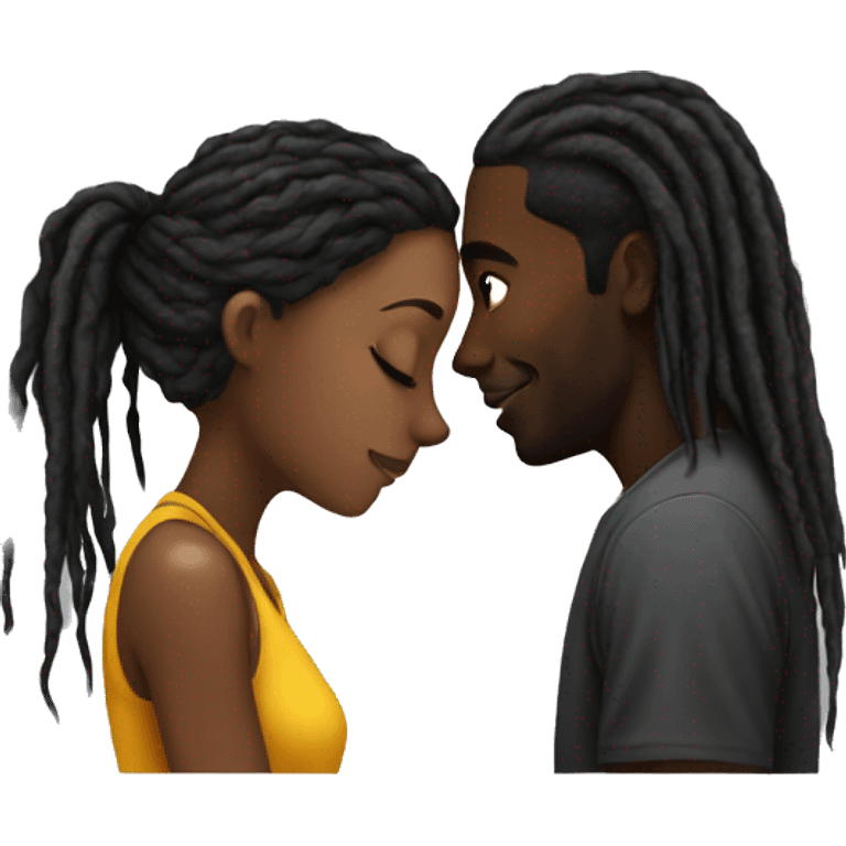 Black girl kissing black man with dreads emoji